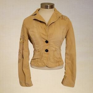 Embroidered Floral Corduroy Crop Jean Jacket Guess Jeans Women’s Small Fitted